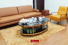 Bàn Trà Mặt Đá BizNoiThat chân inox hình Oval CT1895-1