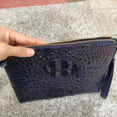 Clutch nam dạng dẹp da cá sấu xanh navy đẹp độc!