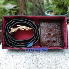Set Cá Sấu Nâu Đất [VÍ GÙ + THẮT LƯNG GAI] SET3N