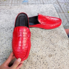 Giày sục Da bụng cá sấu Nâu đỏ đẹp khó cưỡng!