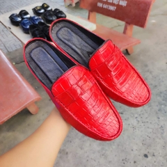 Giày sục Da bụng cá sấu Nâu đỏ đẹp khó cưỡng!