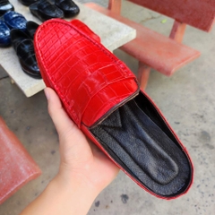Giày sục Da bụng cá sấu Nâu đỏ đẹp khó cưỡng!
