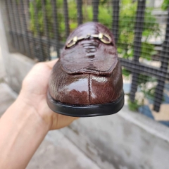 Giày sục Da bắp đà điểu có vân rất đẹp. Phiên bản màu nâu huyền thoại!