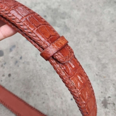 Thắt Lưng Da Cá Sấu [DÂY LIỀN NGUYÊN CON 4cm] Đan Viền Thủ Công Rất Bền! (mặt vàng)