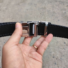 Thắt lưng cá sấu Gai liền Đan viền thủ công ĐẸP CHẤT N33D_B (mặt bạc)