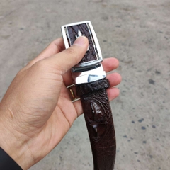 Dây nịt nam gai lưng cá sấu LIỀN NGUYÊN CON N24N1 (Mặt trắng)