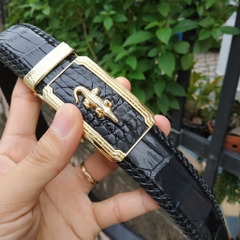 Thắt Lưng Cá Sấu Liền Đan Viền Thủ Công N33D