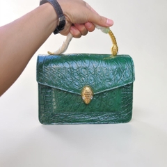 Túi da cá sấu Khóa rắn cực CHẤT. Da bụng cá sấu Xanh rêu!
