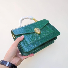 Túi da cá sấu Khóa rắn cực CHẤT. Da bụng cá sấu Xanh rêu!