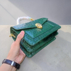 Túi da cá sấu Khóa rắn cực CHẤT. Da bụng cá sấu Xanh rêu!