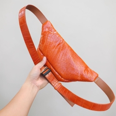 Túi đeo bụng Da cá sấu Loại Dẹp gọn gàng. Phiên bản Vàng bò đẹp Nổi bật!