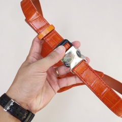 Túi đeo bụng Da cá sấu Loại Dày phình to Đựng nhiều đồ. Phiên bản Vàng bò đẹp Nổi bật!