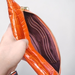 Túi đeo bụng Da cá sấu Loại Dẹp gọn gàng. Phiên bản Vàng bò đẹp Nổi bật!