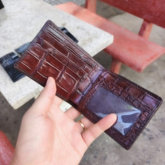Ví cá sấu MINI 2 mặt da bụng mềm và bền. Size 10.5*8.5 cm gọn nhẹ