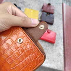 Ví nữ mini Da bụng cá sấu Vàng bò dễ sử dụng!
