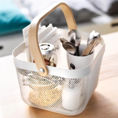RỔ SẮT QUAI GỖ ĐA NĂNG, ĐỰNG TRÁI CÂY, THỨC ĂN - MÀU XANH CHUỐI