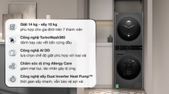 Tháp giặt sấy LG WT1410NHB WashTower Inverter giặt 14 kg - sấy 10kg