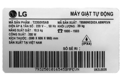 Máy giặt LG TurboDrum Inverter 10.5 kg T2350VSAB