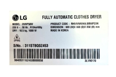 Máy sấy bơm nhiệt LG DVHP50W 10.5 kg