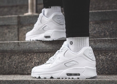 [833412-100] K NIKE AIR MAX 90 LTR ALL WHITE
