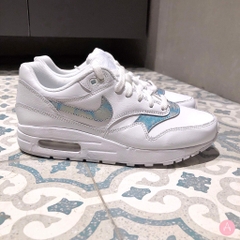 [807602-106] K NIKE AIR MAX 1 WHITE ROYAL TINT