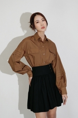 Line cotton shirt - Brown