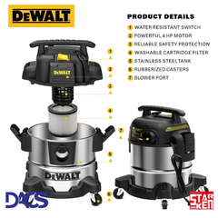 Máy hút bụi Dewalt DXV25S 25lit 4Hp 3 chức năng