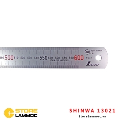 Thước lá inox mạ nhũ bạc 60cm Shinwa 13021