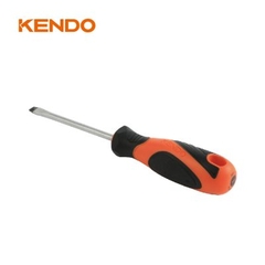 Tua vít dẹp bằng thép Cr-V tay cầm bọc cao su 6.5x1.2x200mm Kendo 20113