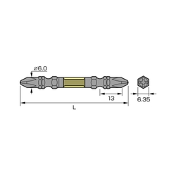 Mũi bắn vít bake 4 cạnh PH2 dài 110mm Anex ABR-14M+2x110 có từ tính