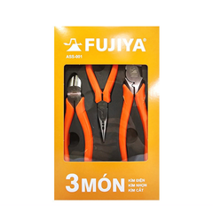 Bộ 3 cây kìm - kìm mỏ bằng, kìm cắt, kìm mỏ nhọn Fujiya ASS-001