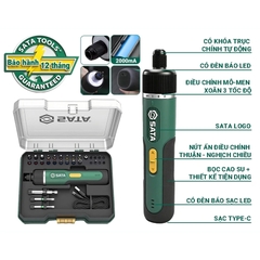 Máy bắn vít điện tử pin 3.7V (32 chi tiết)  5Nm Sata 151051