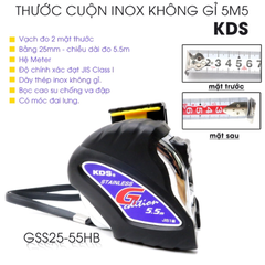 Thước cuốn thép 5.5m trắng 2 mặt hệ M - Kds - GSS25-55HB