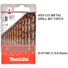 Bộ mũi khoan kim loại HSS-CO 1.5-6.5mm Makita D-57180 (13 cái)