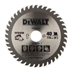 Đĩa cưa gỗ mini 110mm, 40 răng, cốt 20mm Dewalt DW03410