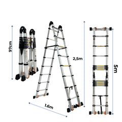 Thang nhôm rút gọn chữ A cao 2.4m Sumika SK500D NEW