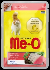 Thức ăn ướt Me-O túi vị cá ngừ với cá thịt trắng