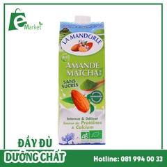 Sữa hạnh nhân Matcha hữu cơ không đường La Mandorle 1L