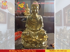 Tượng Phật bằng đồng ngồi thiền mạ vàng cao 60cm