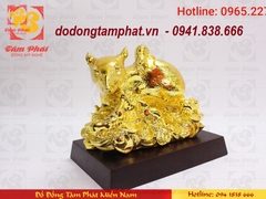 Tượng đàn chuột bằng đồng mạ vàng cao 15cm