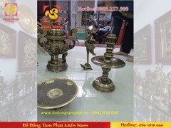 Bộ Đỉnh Đồng Tam Sự hun giả cổ cao 45cm