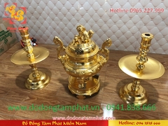 Bộ tam sự đỉnh nến bằng đồng mạ vàng 24k - Đỉnh 45, 50, 55, 60, 70cm...