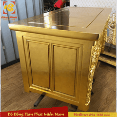 Bàn làm việc của Tổng Giám Đốc đục chạm bằng gỗ hương đỏ dát vàng 9999