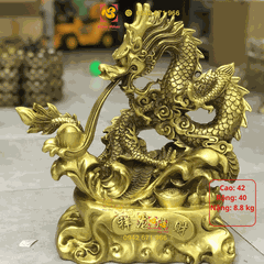 Tượng rồng bằng đồng - tượng rồng phong thủy nhả thỏi vàng