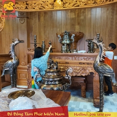 Đôi hạc thờ cúng bằng đồng đỏ cao 1.75m chất lượng hoàn hảo