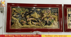 Tranh Tứ Quý Bình An bằng đồng vẽ màu đặt sắc