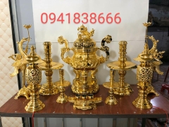 Bộ đồ thờ bằng đồng mạ vàng 24k - Đỉnh 45, 50, 55, 60, 70cm...