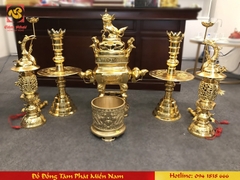 Bộ đồ thờ bằng đồng mạ vàng 24k - Đỉnh 45, 50, 55, 60, 70cm...