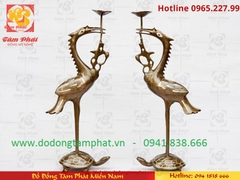 Bộ ngũ sự bằng đồng khảm tam khí cao 70cm
