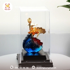 Quà tặng sếp nữ - Chậu hoa sen dát vàng 24k